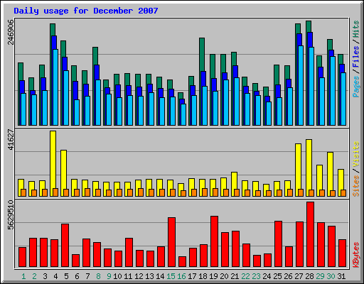 Daily usage for December 2007