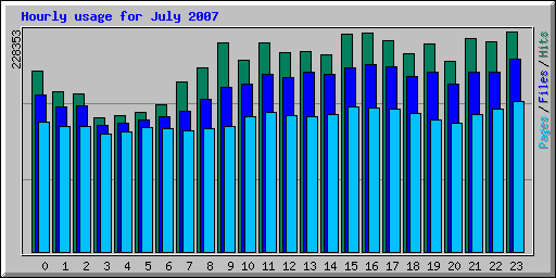 Hourly usage for July 2007