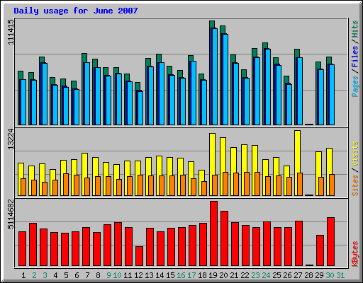 Daily usage for June 2007