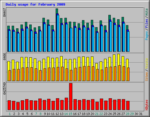 Daily usage for February 2009