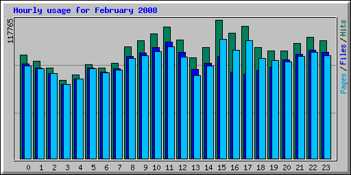 Hourly usage for February 2008