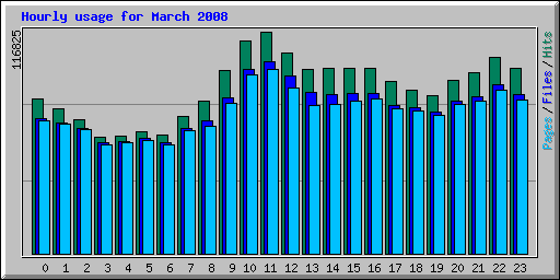 Hourly usage for March 2008
