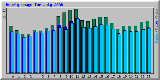Hourly usage for July 2008