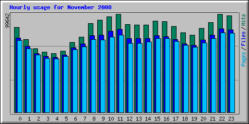 Hourly usage for November 2008