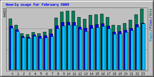 Hourly usage for February 2009