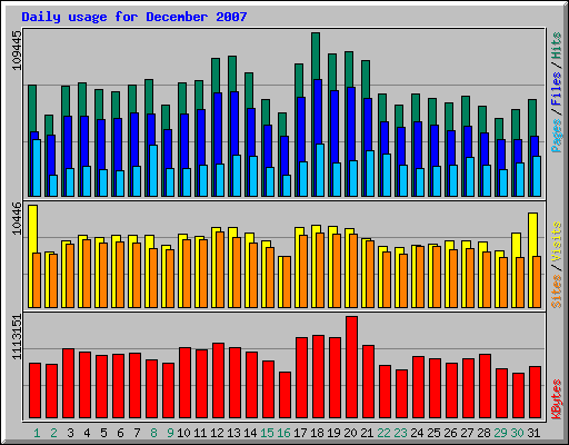 Daily usage for December 2007
