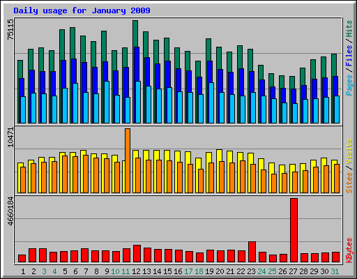 Daily usage for January 2009