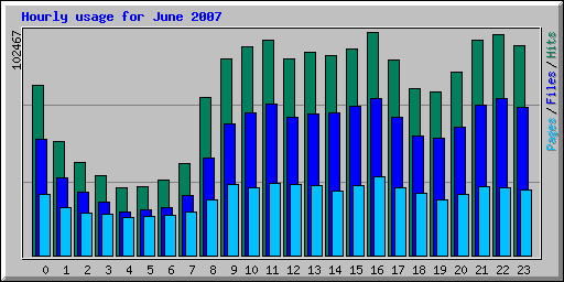 Hourly usage for June 2007