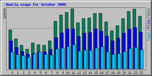 Hourly usage for October 2008