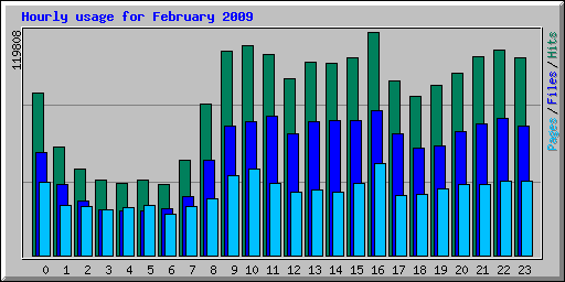 Hourly usage for February 2009