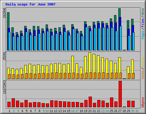 Daily usage for June 2007
