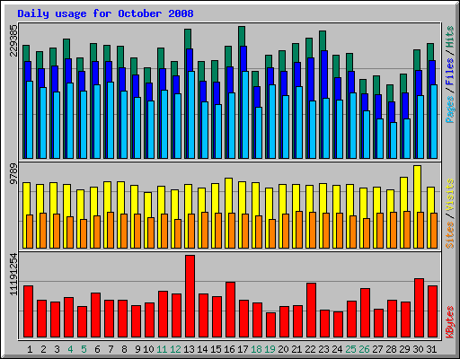 Daily usage for October 2008