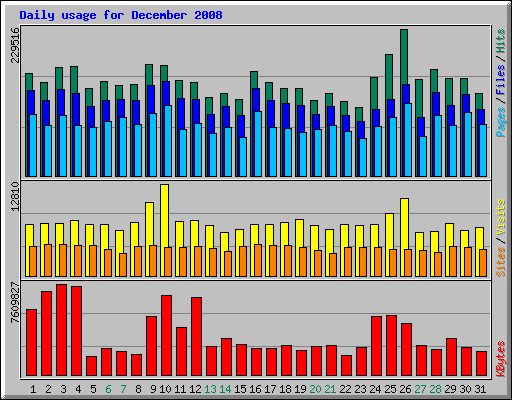 Daily usage for December 2008