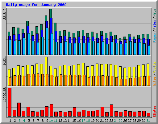 Daily usage for January 2009