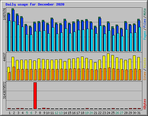 Daily usage for December 2020