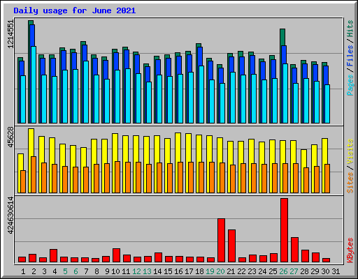 Daily usage for June 2021