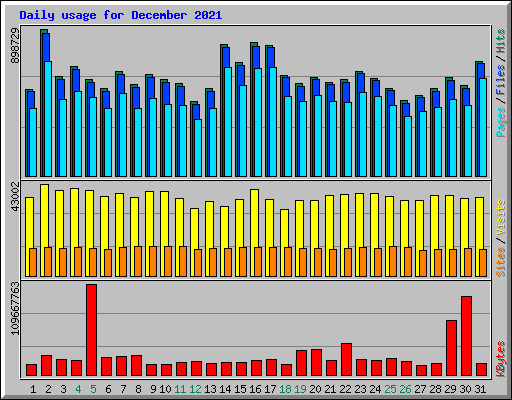 Daily usage for December 2021