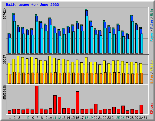 Daily usage for June 2022