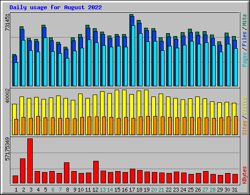 Daily usage for August 2022