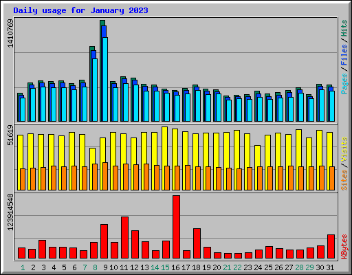 Daily usage for January 2023