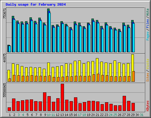 Daily usage for February 2024