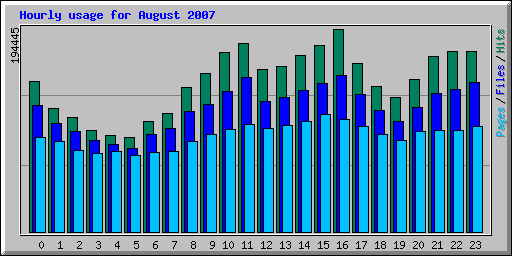 Hourly usage for August 2007