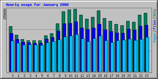 Hourly usage for January 2008