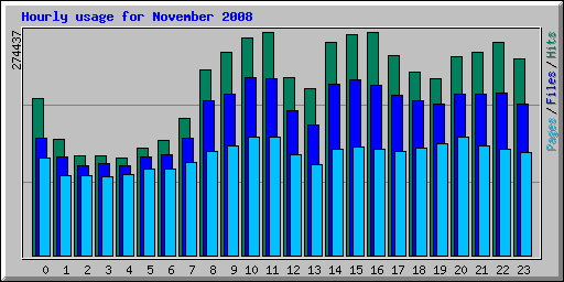 Hourly usage for November 2008