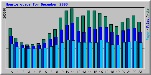 Hourly usage for December 2008