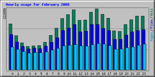 Hourly usage for February 2009