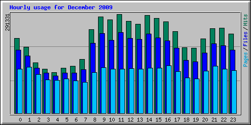 Hourly usage for December 2009