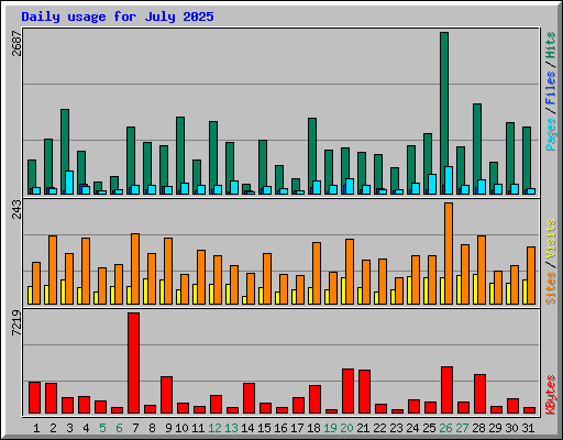 Daily usage for July 2025