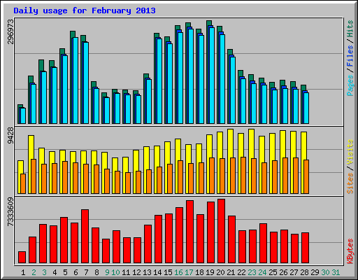 Daily usage for February 2013