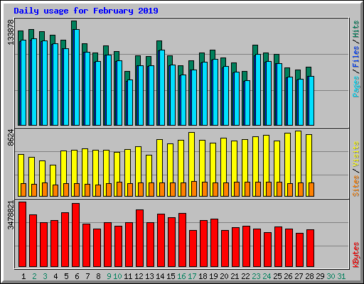 Daily usage for February 2019