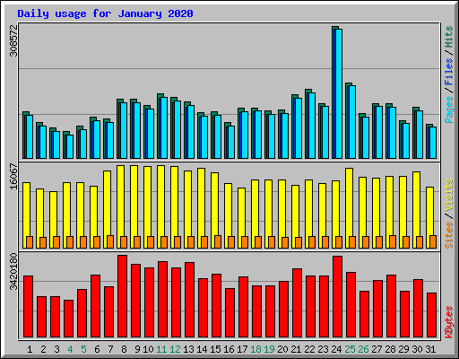 Daily usage for January 2020