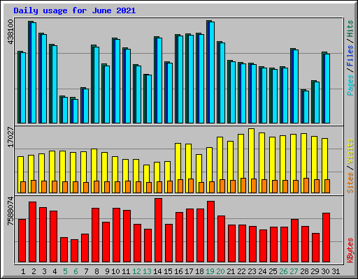 Daily usage for June 2021