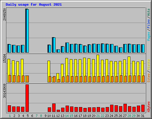 Daily usage for August 2021