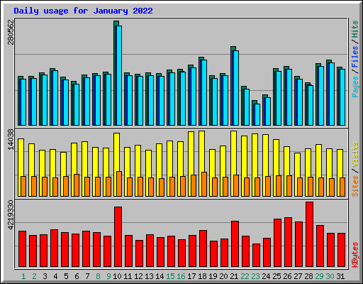 Daily usage for January 2022