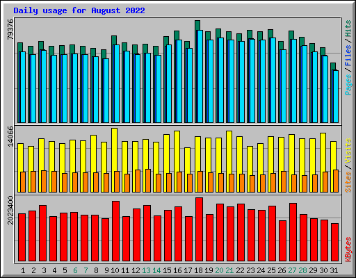 Daily usage for August 2022