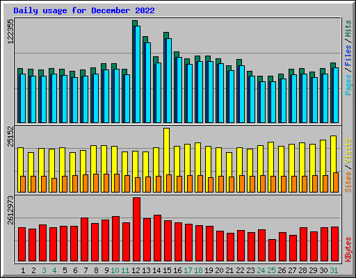 Daily usage for December 2022