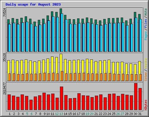 Daily usage for August 2023