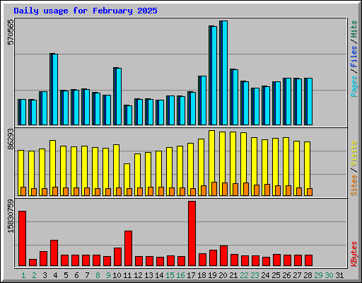 Daily usage for February 2025