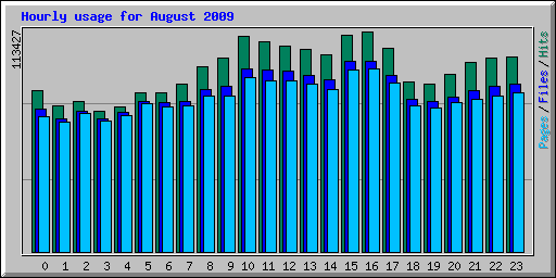 Hourly usage for August 2009