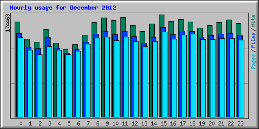 Hourly usage for December 2012