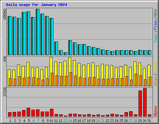 Daily usage for January 2024