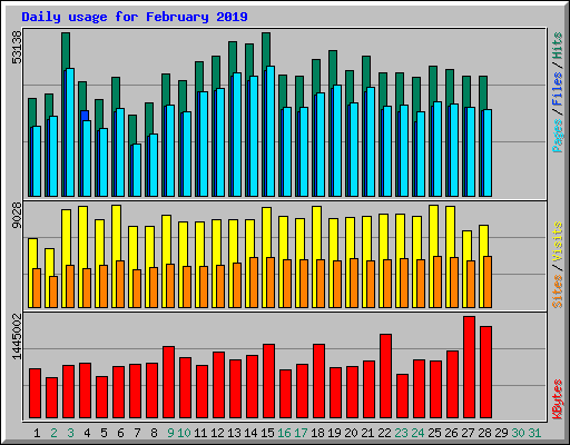 Daily usage for February 2019