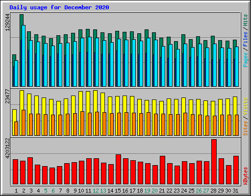 Daily usage for December 2020