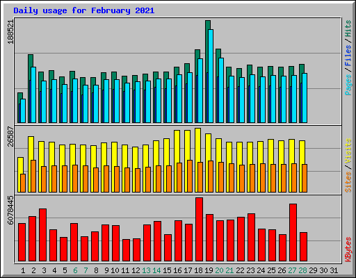 Daily usage for February 2021