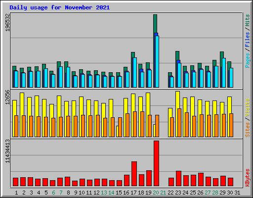 Daily usage for November 2021