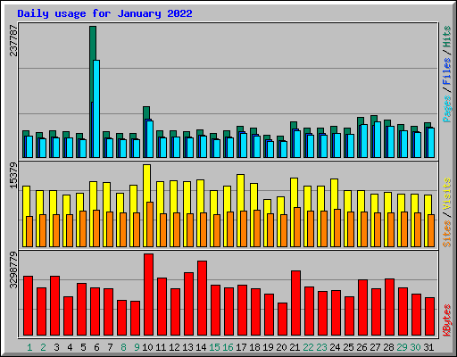 Daily usage for January 2022